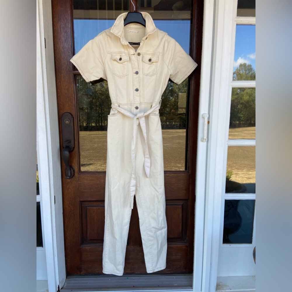 Avec Les‎ Filles Anthropologie off white denim jumpsuit. Size 29